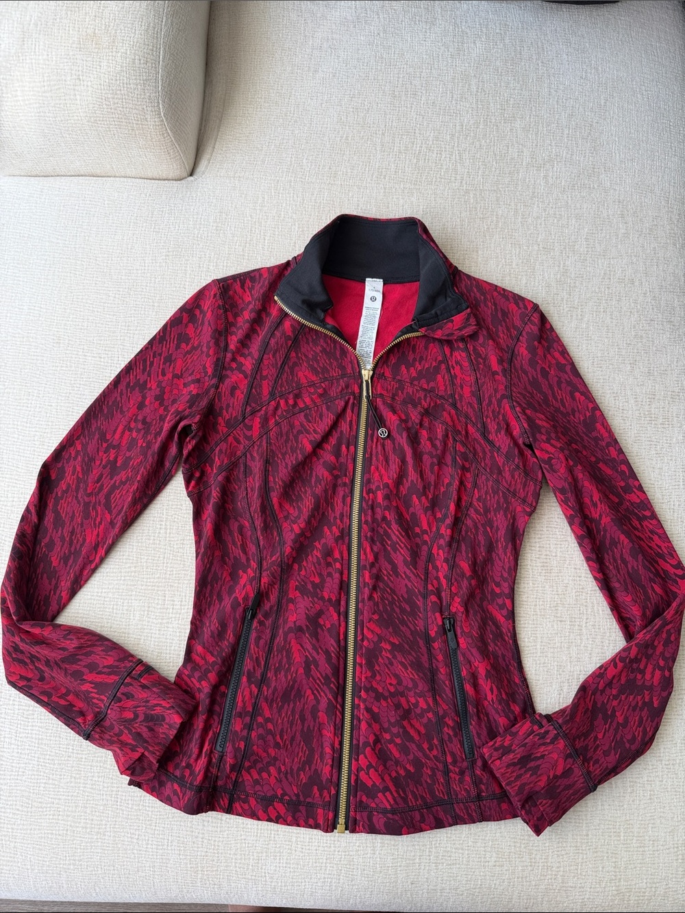 lululemon athletica Red Patterned Zip-Up Utility Jacket